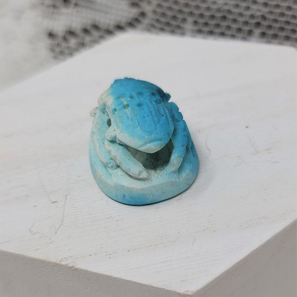 Vintage Clay Scarab Bead from Egypt Hieroglyphics Blue - Picture 5 of 9